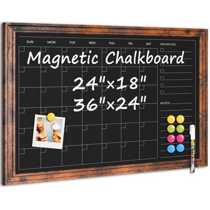 Chalk Board 24" x 18", 36" x 24"Magnetic Calendar Chalkboard for Wall Hanging Chalkboards Sign Monthly Planner