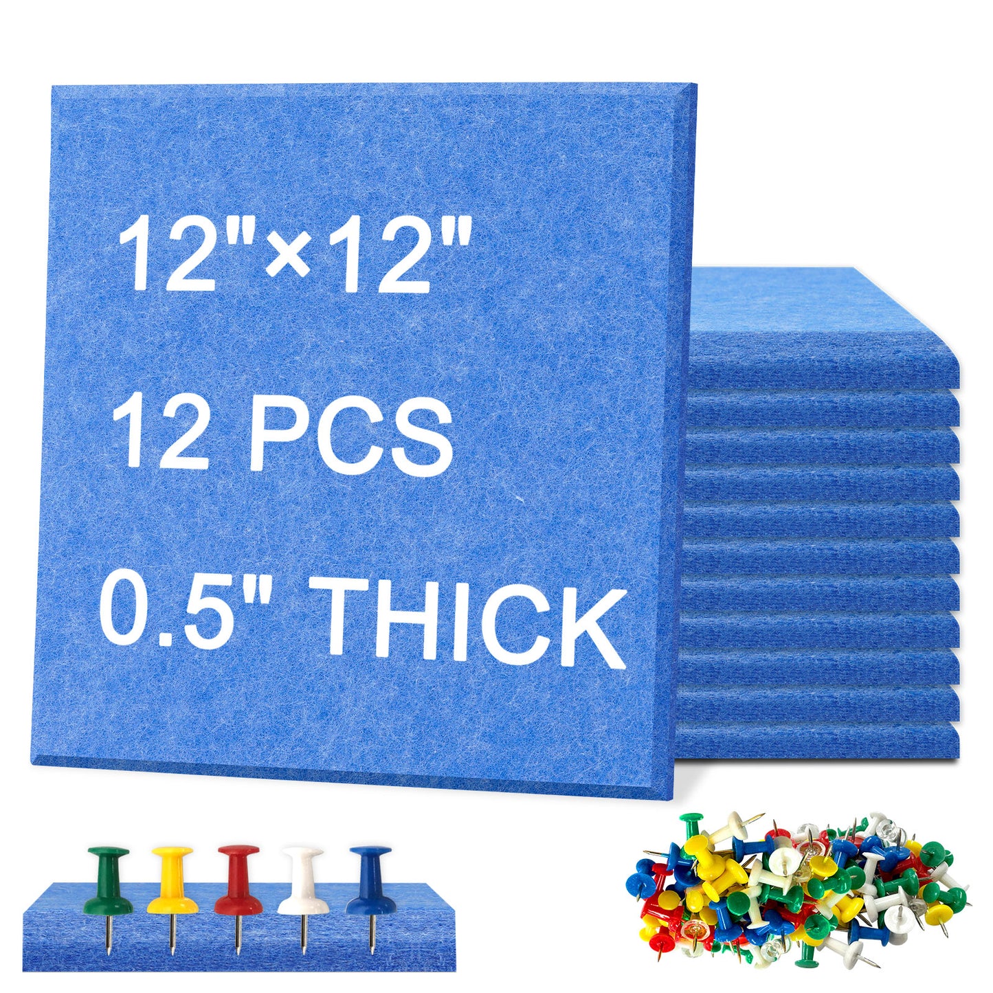 12 Packs Blue Felt Board Large Cork Bulletin Board Cork Board Wall Tiles