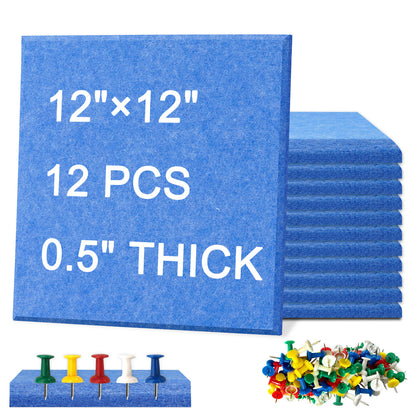 12 Packs Blue Felt Board Large Cork Bulletin Board Cork Board Wall Tiles