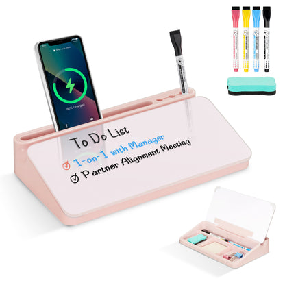 Desktop Whiteboard with Storage Desktop Glass Desk Dry Erase Board