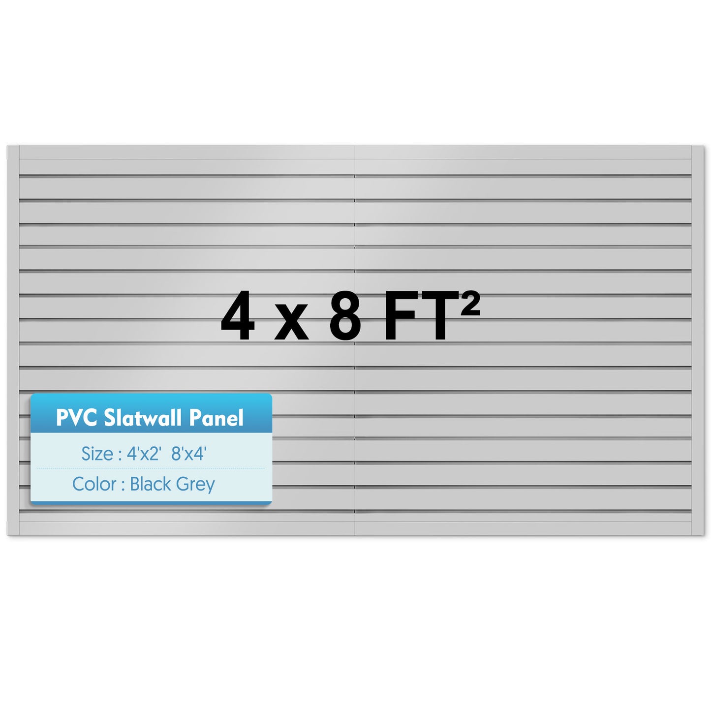 Slatwall Panels 8 ft x 4 ft Horizontal PVC Slatwall Easy Organizer Panels