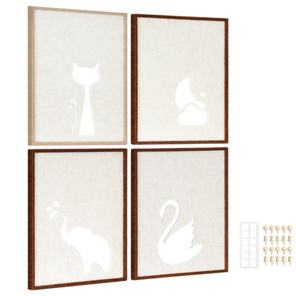 4 Pack Felt Fabric Art Crafts 11" x 14" Decorative Bulletin Board Photo Frames Felt Tiles for Wall Home and Office Decoration