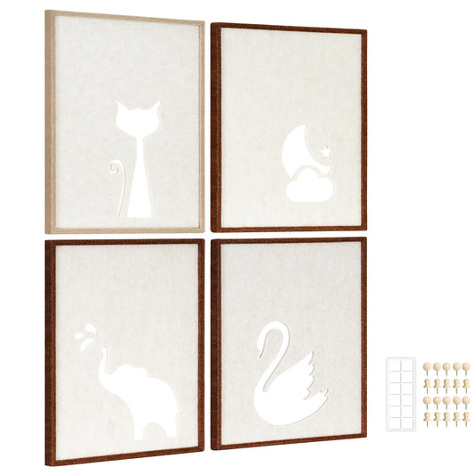 4 Pack Felt Fabric Art Crafts 11" x 14" Decorative Bulletin Board Photo Frames Felt Tiles for Wall Home and Office Decoration