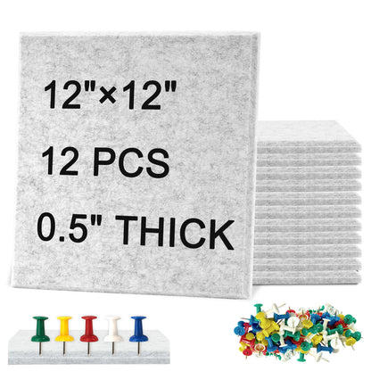 12 Packs Bulletin Board-Felt Board-felt Cork Board Felt Board Tiles for Wall