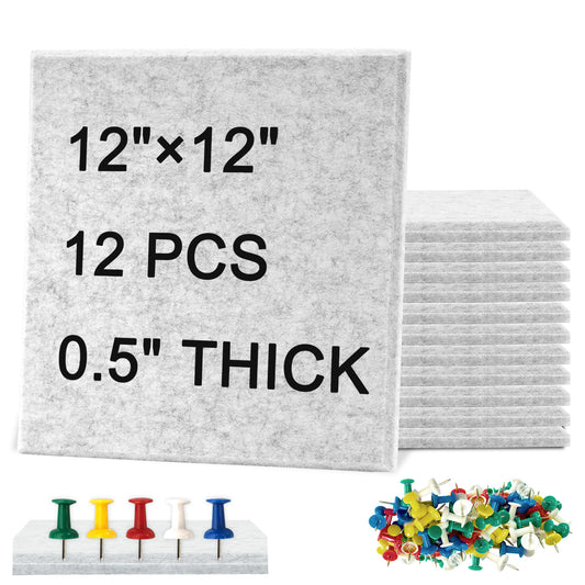 12 Packs Bulletin Board-Felt Board-felt Cork Board Felt Board Tiles for Wall