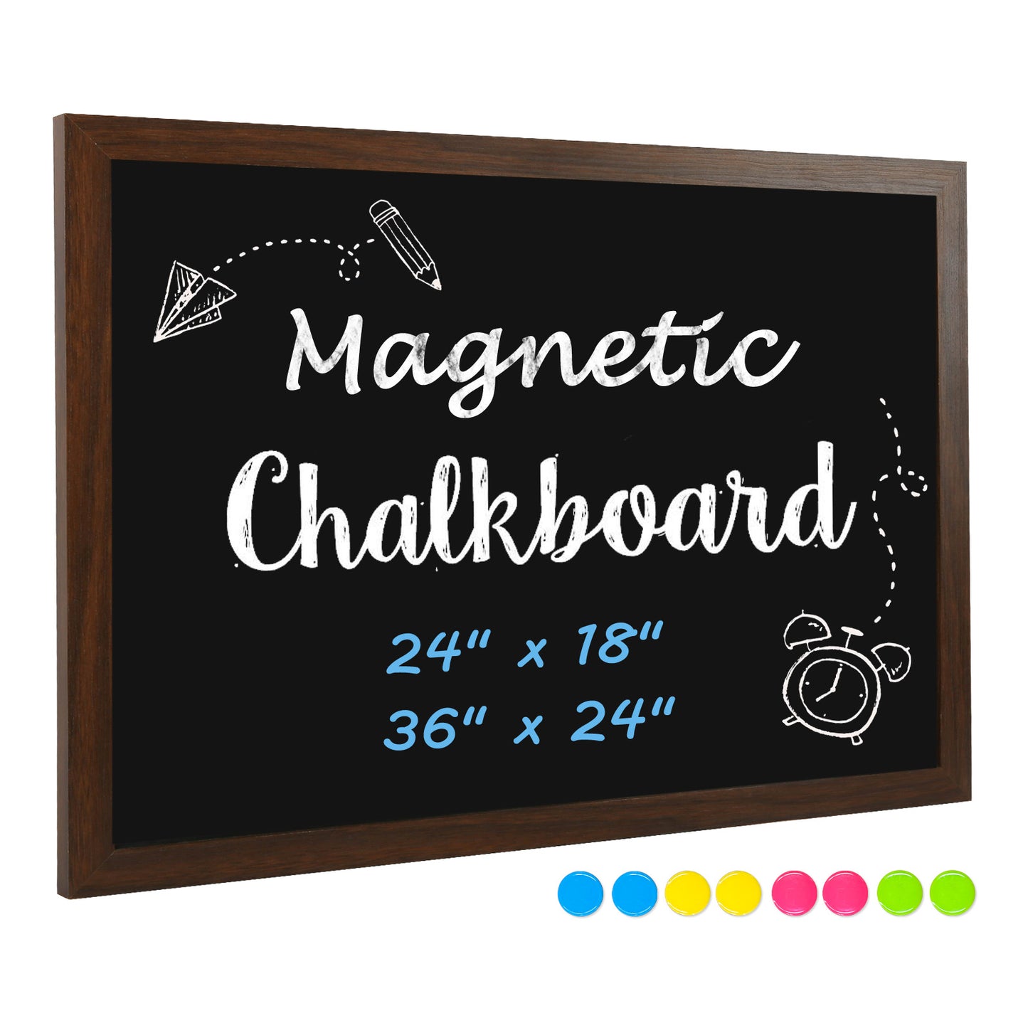 Chalkboard for Wall, Magnetic  Large Chalk Board Menu Board for Kitchen, 2 Markers 8 Magnets