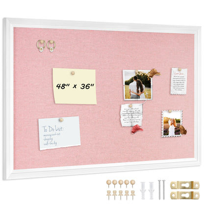 Pink Bulletin Board Pink Cork Board with Linen Corkboard Bulletin Board for Wall Decor White Wood Framed