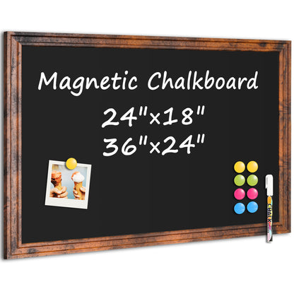 Magnetic Chalkboard 24"x18", 36"x24" Large Blackboard, Hanging Chalk Board for Wall Rustic Blackboard Hanging Chalkboards