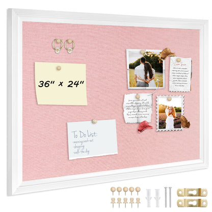 Pink Bulletin Board Pink Cork Board with Linen Corkboard Bulletin Board for Wall Decor White Wood Framed