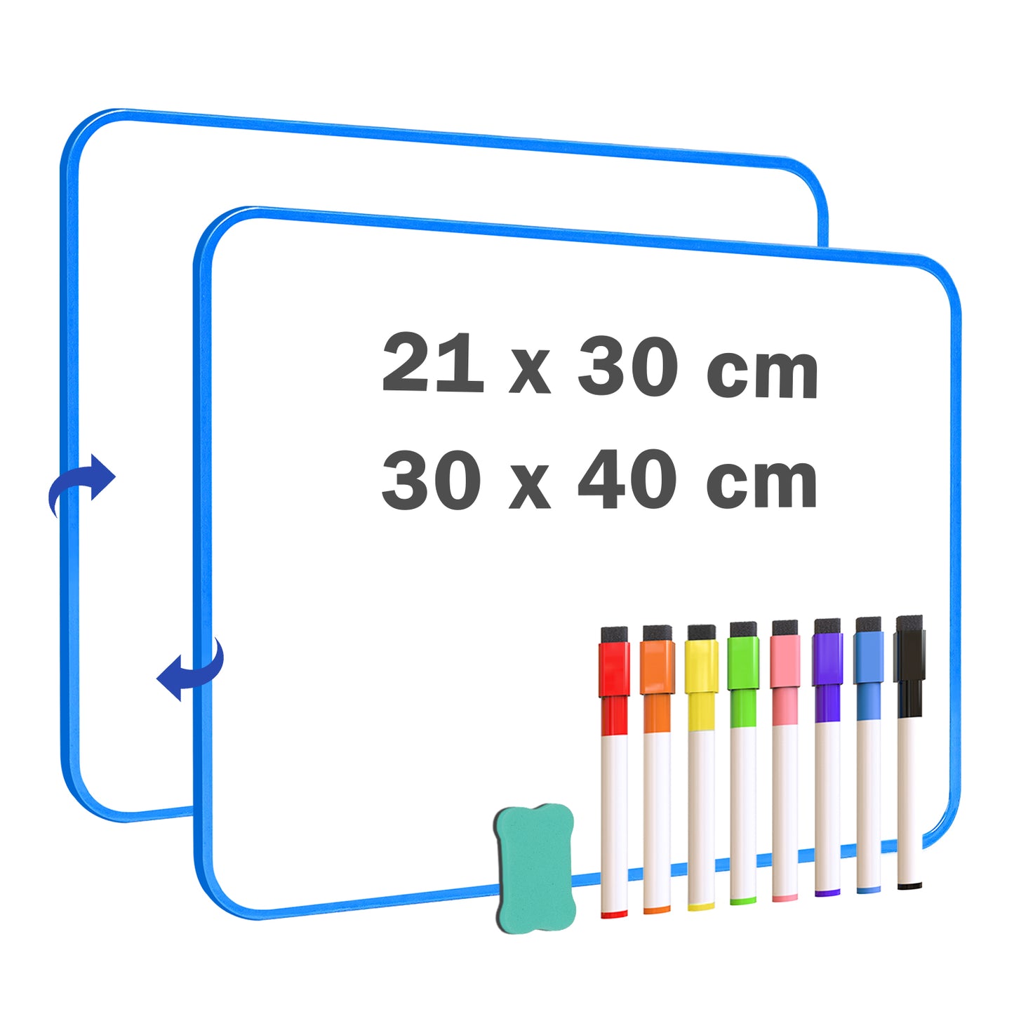 Small Dry Erase White Board Portable and Double Sided Whiteboard for Drawing Writing Blue