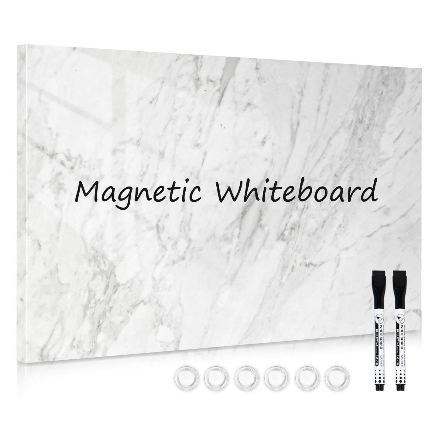 Magnetic Dry Erase Board Decorative White Board for Wall with White Marble Pattern Design