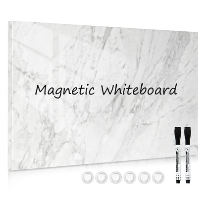 Magnetic Dry Erase Board Decorative White Board for Wall with White Marble Pattern Design
