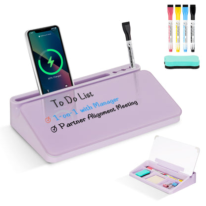 Glass Desktop Whiteboard Desktop Desk Dry Erase Board with Drawers