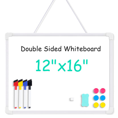 Magnetic White Board Dry Erase 16" x 12" Hanging Sign Portable Writing Dry Erase Whiteboard
