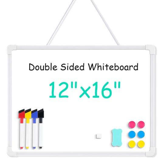 Magnetic White Board Dry Erase 16" x 12" Hanging Sign Portable Writing Dry Erase Whiteboard