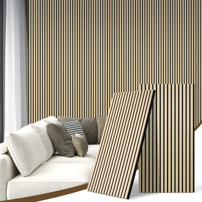 2 Pcs Acoustic Slat Wood Wall Panel, 46.45" x 23.81" Wood Slat Soundproof Wall Panel