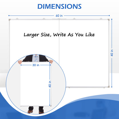 Large Dry Erase White Board Double Sided Magnetic Foldable Whiteboard Wall Mounted Folding Message Presentation Board