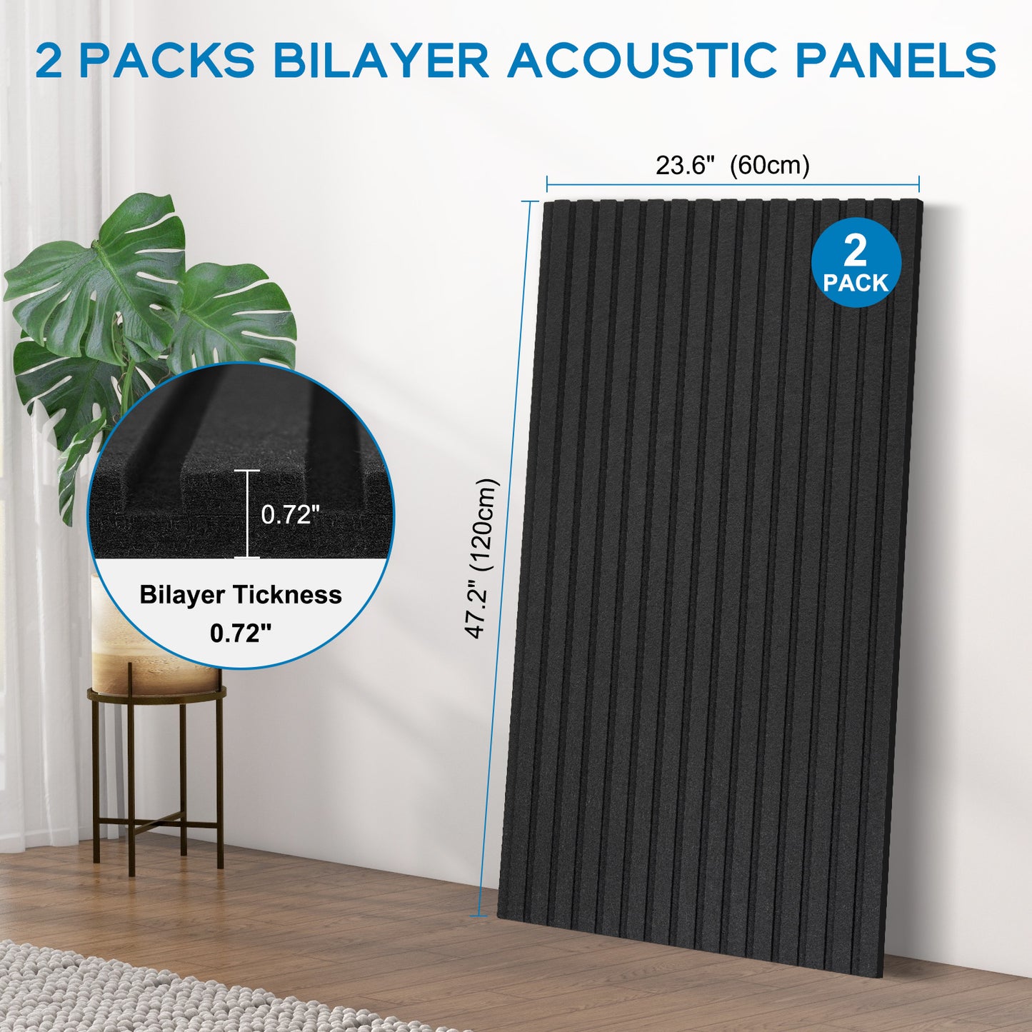 Slat Acoustic Panels Acoustic Panels, Decorative Sound Proof Felt Panels, Slat Wall Panels for Wall Decor Sound Absorbing Panel, Black