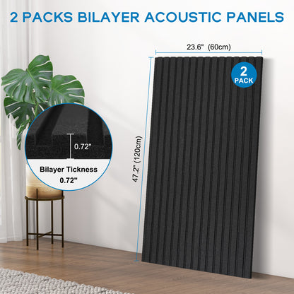 Slat Acoustic Panels Acoustic Panels, Decorative Sound Proof Felt Panels, Slat Wall Panels for Wall Decor Sound Absorbing Panel, Black