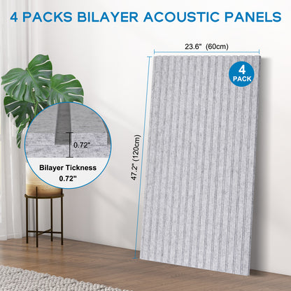 Slat Acoustic Panels Acoustic Panels, Decorative Sound Proof Felt Panels, Slat Wall Panels for Wall Decor Sound Absorbing Panel, Grey