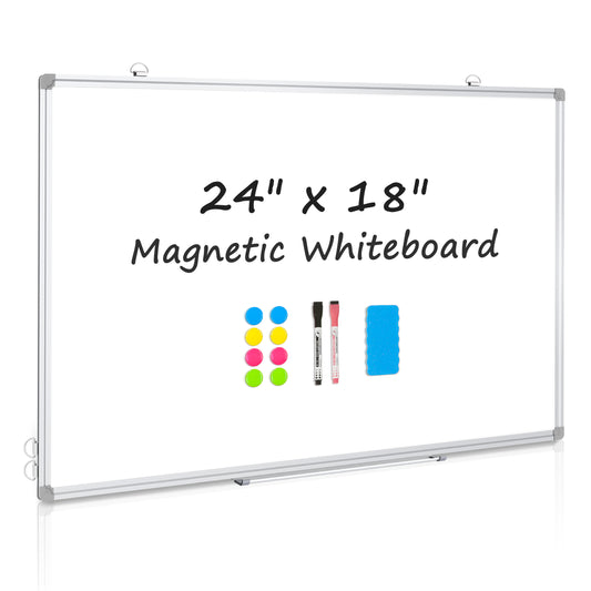 Magnetic Whiteboard Dry Erase Board for Wall, Aluminum Frame with 2 Markers 8 Magnets 1 Eraser 1 Pen Tray