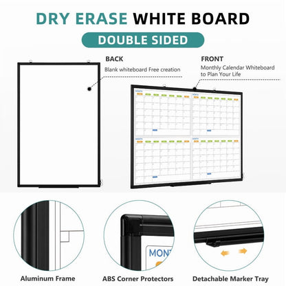 4 Monthly Calendar Whiteboard Magnetic Dry Erase Calendar Whiteboard 4 Month White Board Calendar
