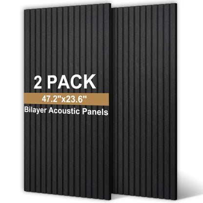 Slat Acoustic Panels Acoustic Panels, Decorative Sound Proof Felt Panels, Slat Wall Panels for Wall Decor Sound Absorbing Panel, Black