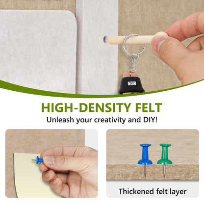 Felt Bulletin Board 24 x 16 In Foldable with Magnetic Whiteboard Dry Erase, Peg Board Acrylic Shelf, Horizonal Latte