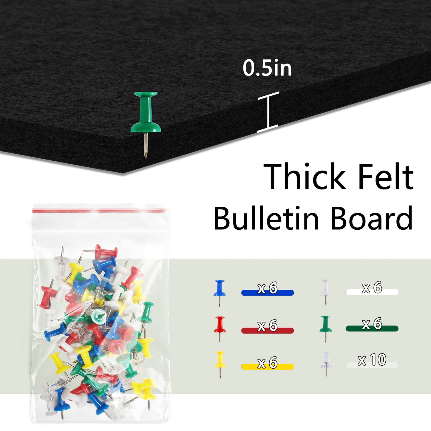 Felt Cork Board Tiles, 4 Packs 12" x 12" 1/2" Thick, Self Adhesive Acoustic Panels Soundproof with 40 Pushpins, Black