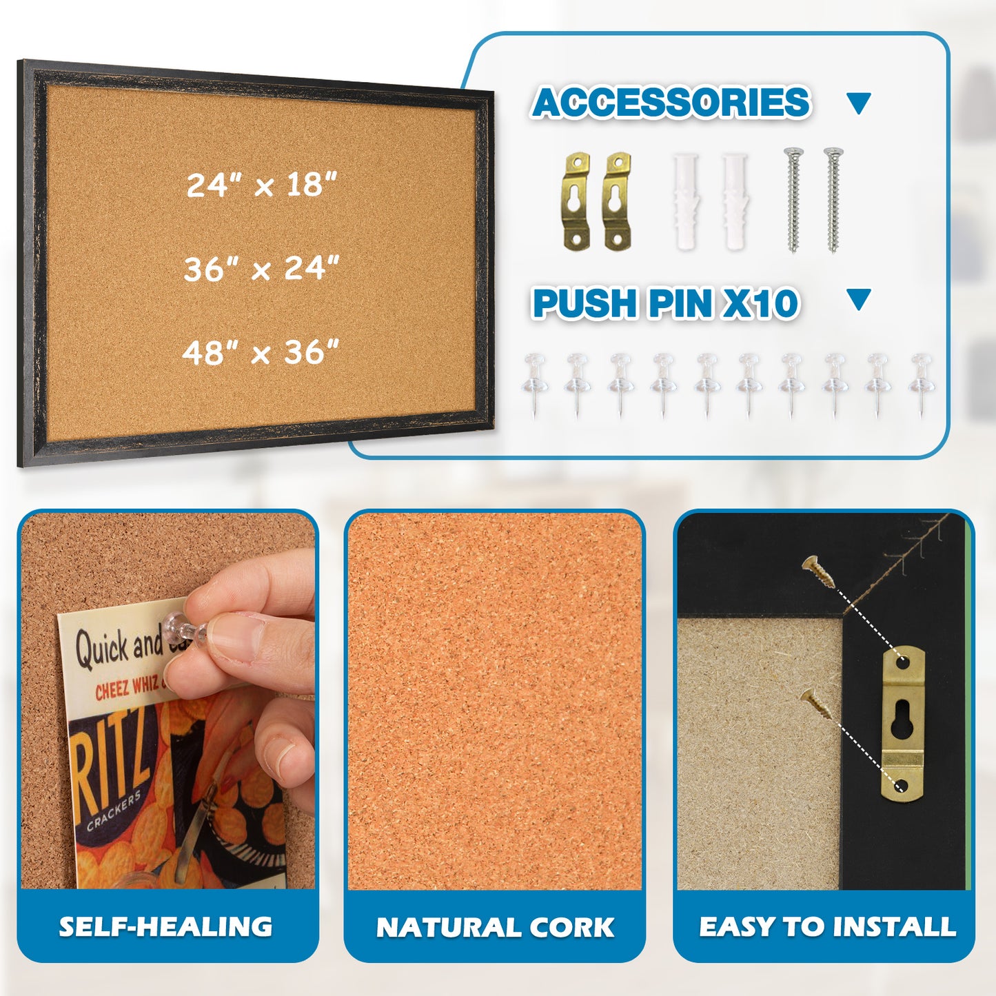 Bulletin Board-Cork Board-MDF Black frame cork board