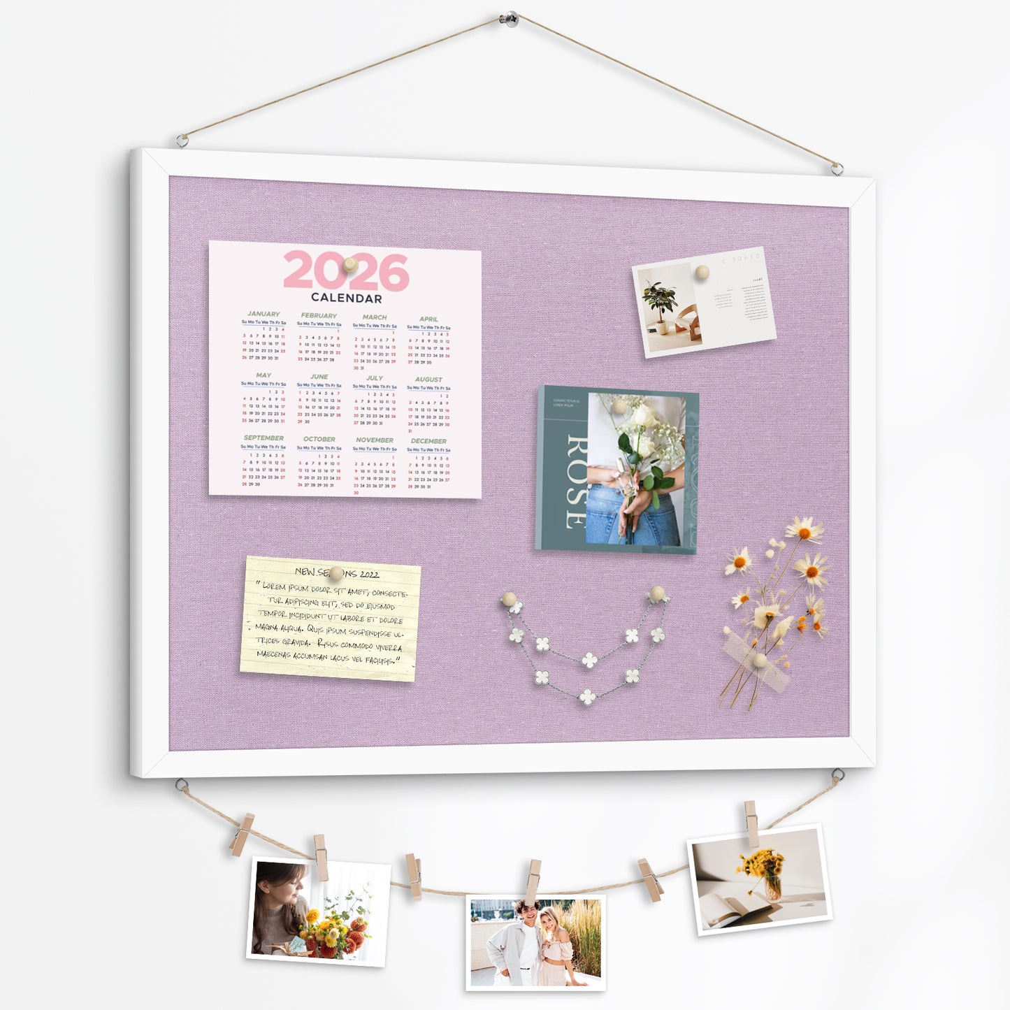 Linen Bulletin Board Poster Board 24x18 Inches Purple Linen Cork Board for Wall