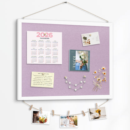 Linen Bulletin Board Poster Board 24x18 Inches Purple Linen Cork Board for Wall