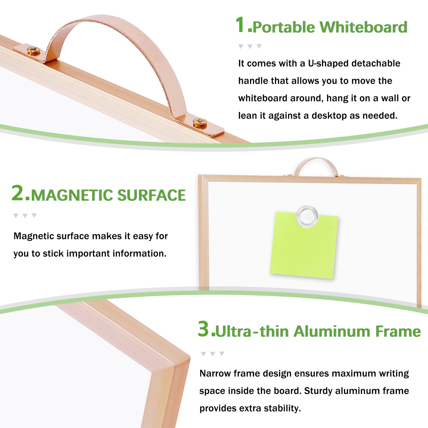 Dry Erase White Board for Wall, 12" x 16" Small Magnetic Portable Double-Sided Whiteboard