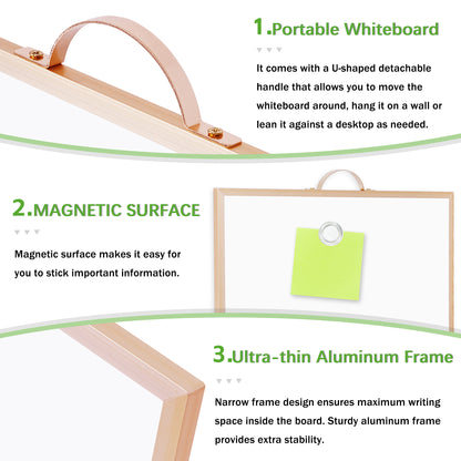 Dry Erase White Board for Wall, 12" x 16" Small Magnetic Portable Double-Sided Whiteboard