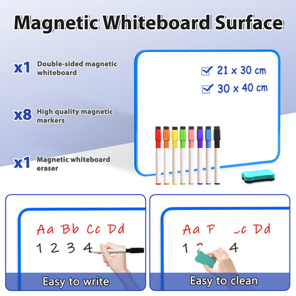 Small Dry Erase White Board Portable and Double Sided Whiteboard for Drawing Writing Blue
