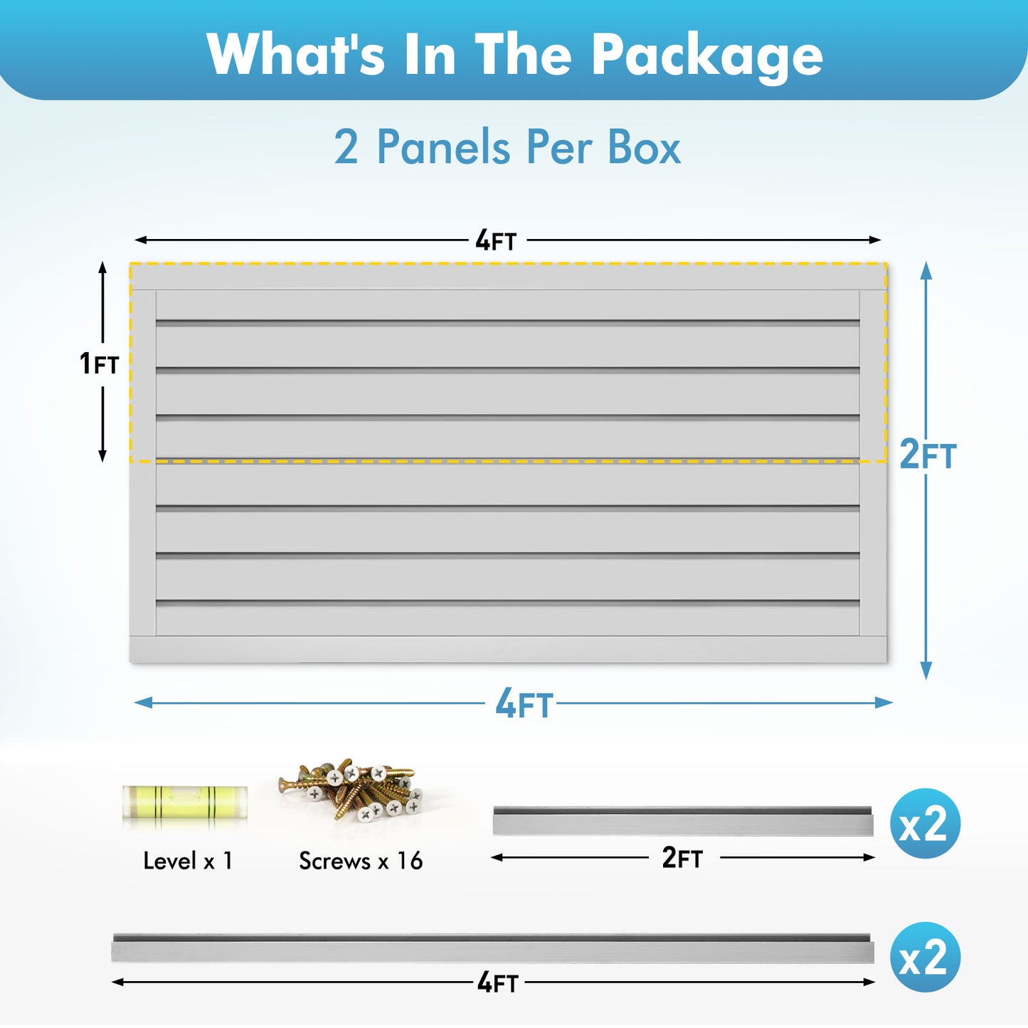 Slatwall Panels 4 ft x 2 ft Horizontal PVC Slatwall Easy Organizer Panels