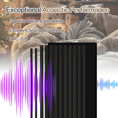 Wood Slat Acoustic Panels for Wall, 23.6" x 23.6" 2Pcs, Black Oak