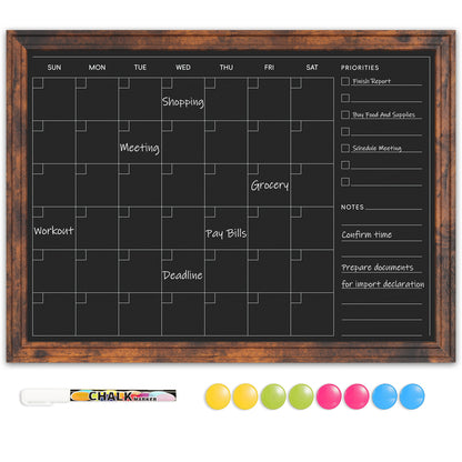 Chalk Board 24" x 18", 36" x 24"Magnetic Calendar Chalkboard for Wall Hanging Chalkboards Sign Monthly Planner