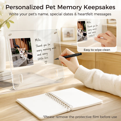 Pet Memorial Gift Tabletop Acrylic Photo Frame 9"x9" Lost Pet Sympathy Gifts Personalized Dog Cat Plaque Photo Frame