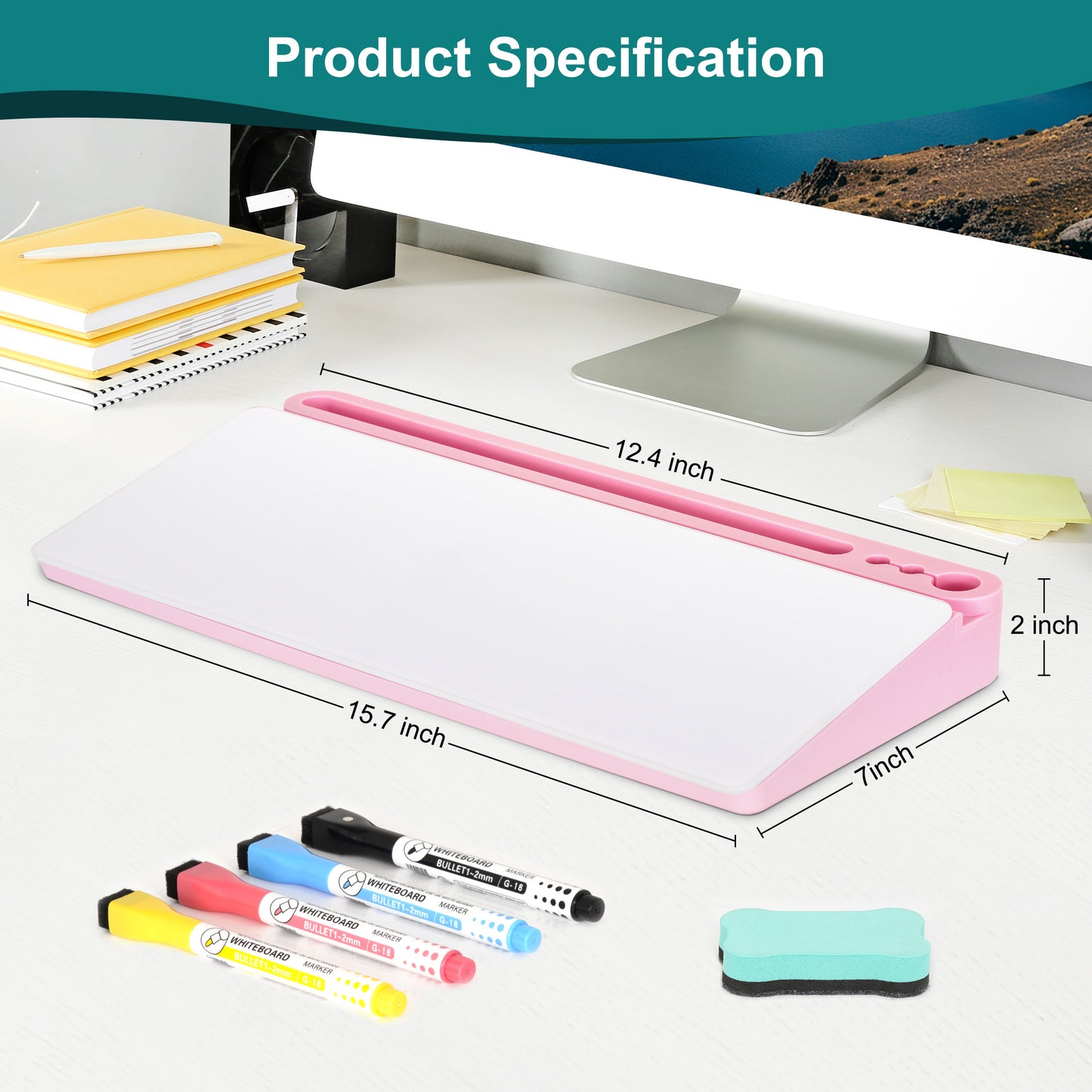 Desktop Glass Whiteboard Dry Erase Board Computer Keyboard Stand White Board Surface Pad with Drawer, Desk Organizers