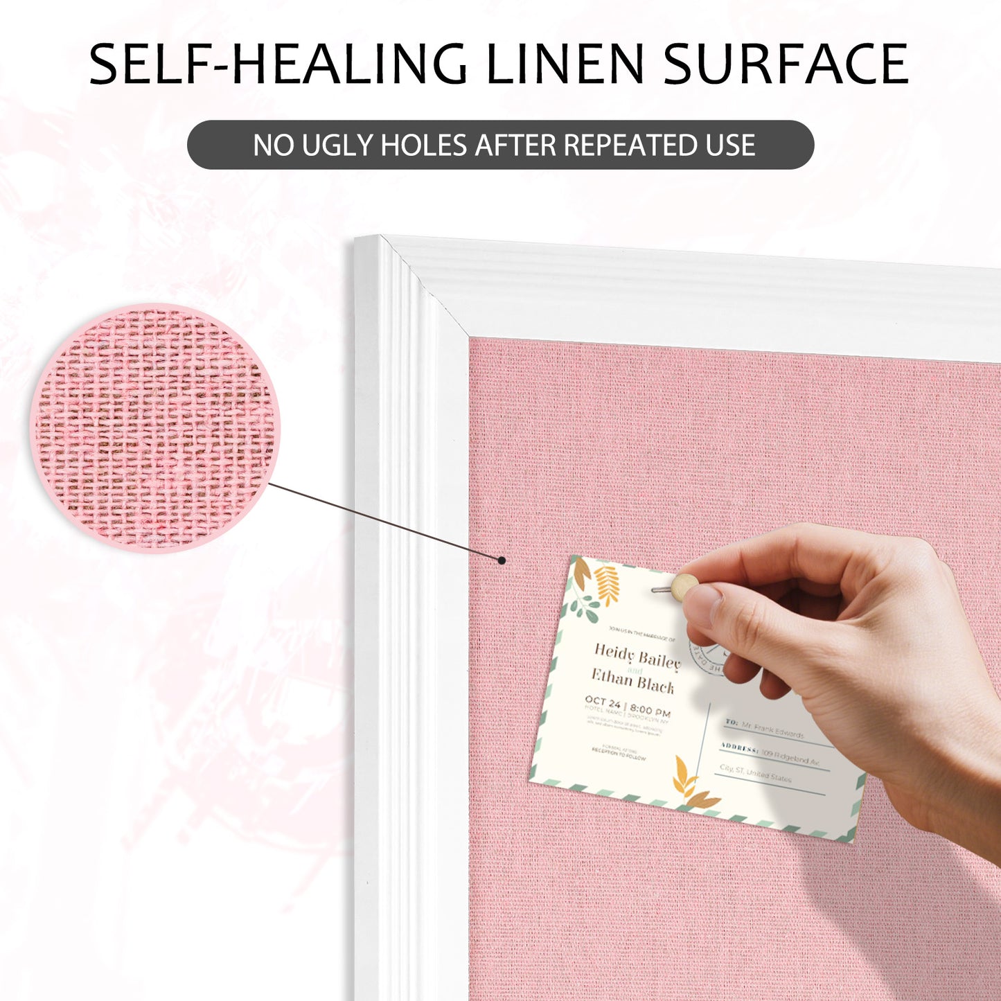 Pink Bulletin Board Pink Cork Board with Linen Corkboard Bulletin Board for Wall Decor White Wood Framed