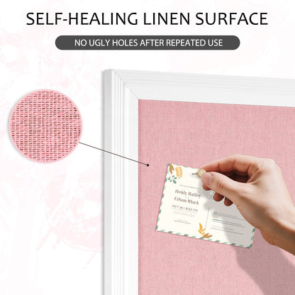 Pink Bulletin Board Pink Cork Board with Linen Corkboard Bulletin Board for Wall Decor White Wood Framed