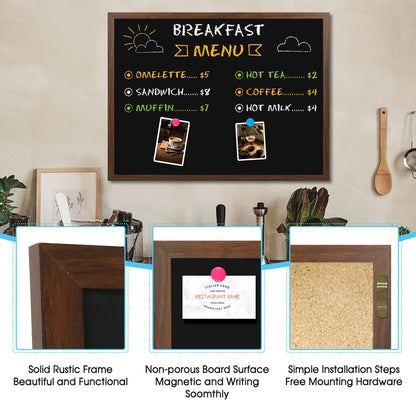 Chalkboard for Wall, Magnetic  Large Chalk Board Menu Board for Kitchen, 2 Markers 8 Magnets