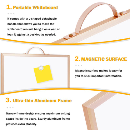 Dry Erase White Board for Wall, 12" x 16" Small Magnetic Portable Double-Sided Whiteboard