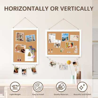 Cork Board Bulletin Board 16x12 Inches Wooden Frame Pin Board