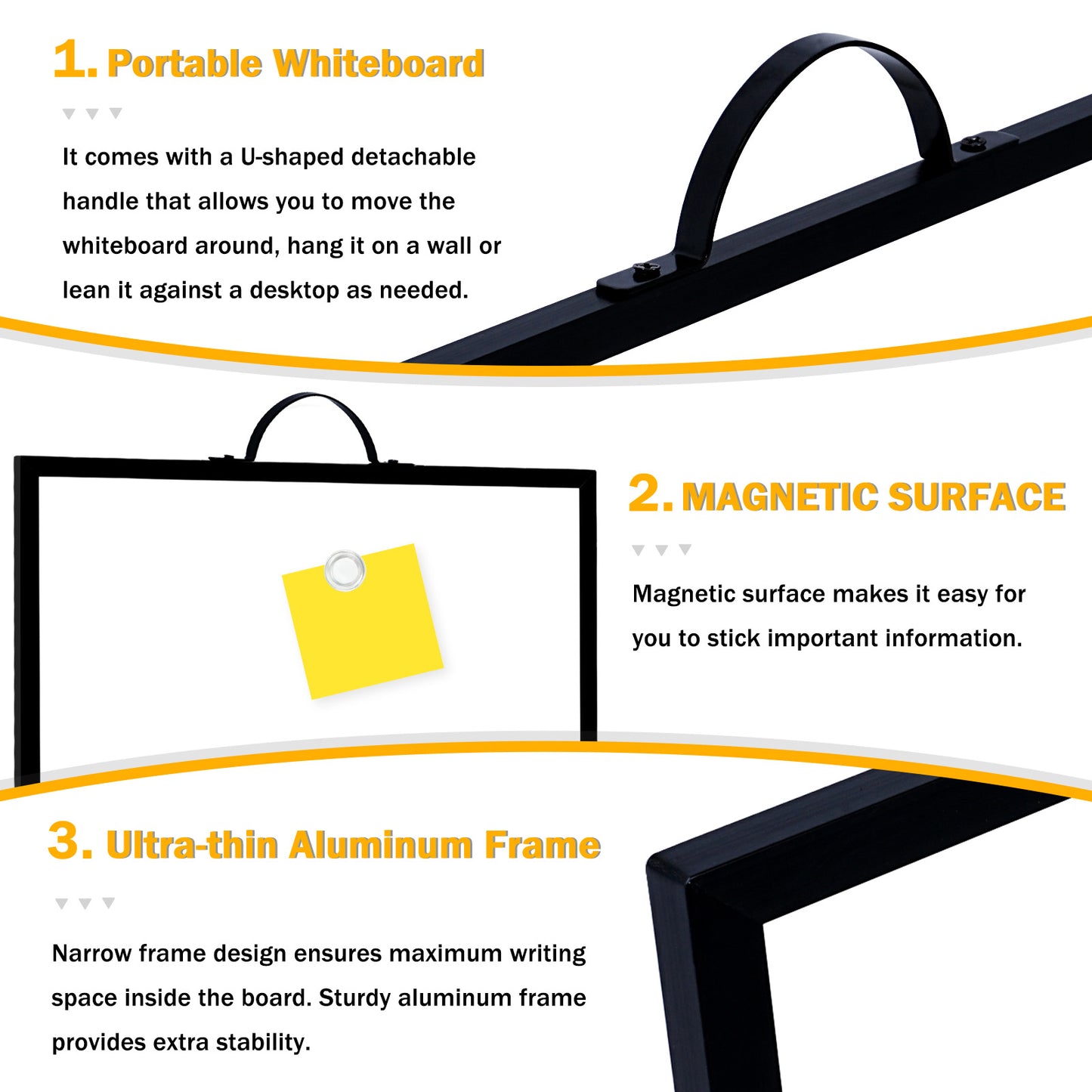 Dry Erase White Board for Wall, 12" x 16" Small Magnetic Portable Double-Sided Whiteboard