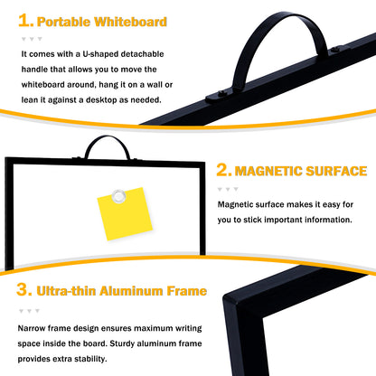 Dry Erase White Board for Wall, 12" x 16" Small Magnetic Portable Double-Sided Whiteboard