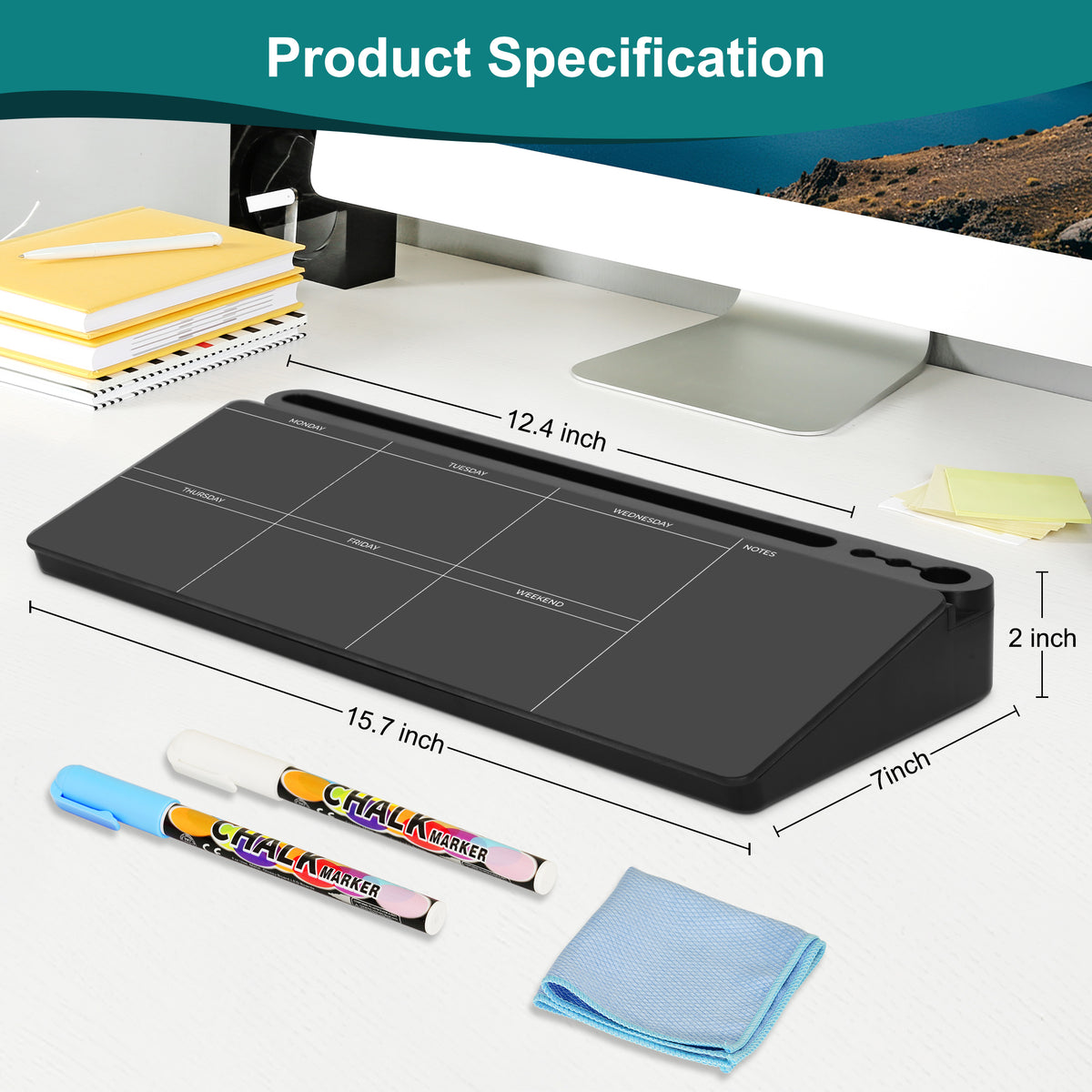 Calendar Whiteboard Desktop Glass Whiteboard with Storage Desk Board Buddy Desk Dry Erase Board