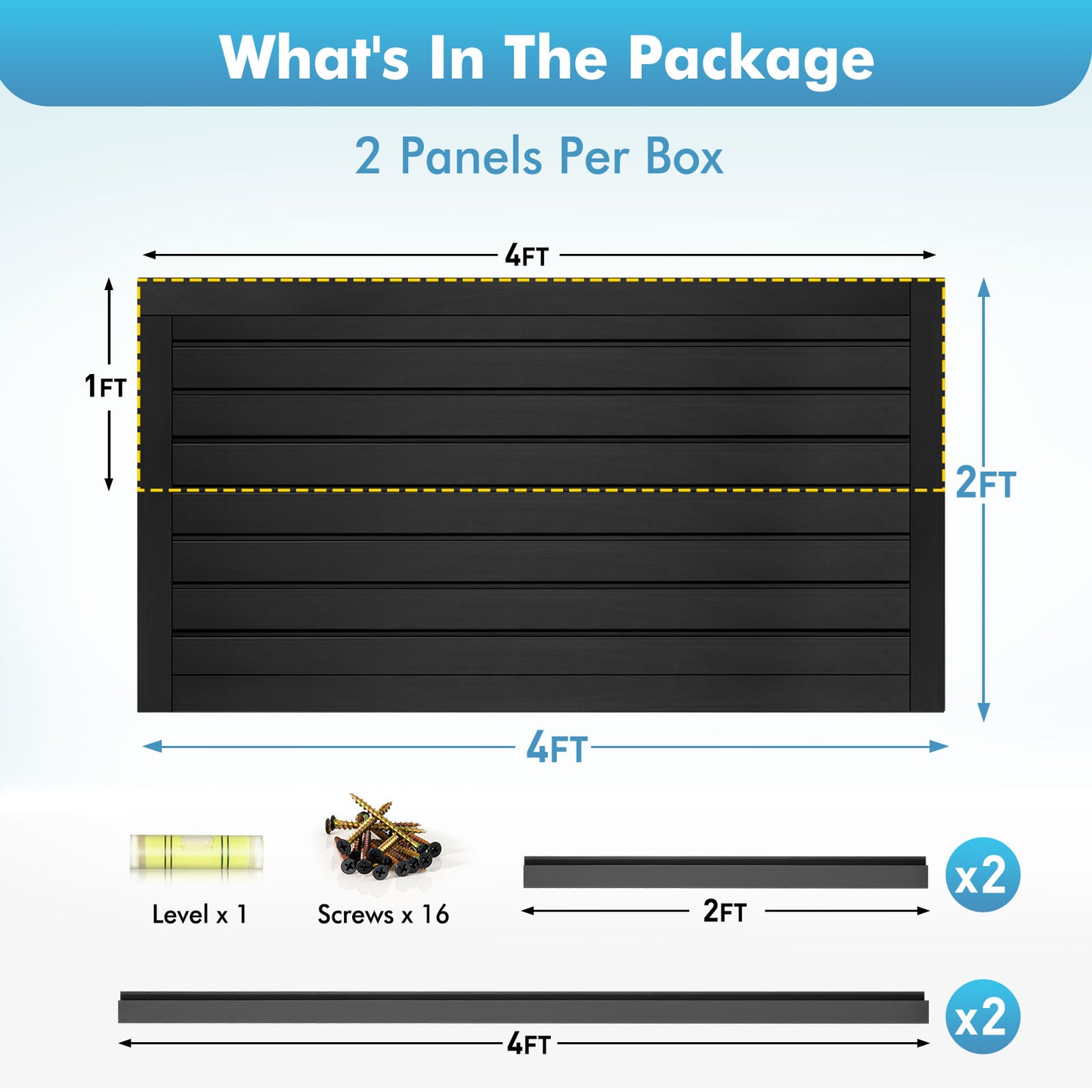 4 ft x 2ft Garage Storage PVC Slatwall Panels 8 sqft Wall Panels Garage Wall Organizer Storage System