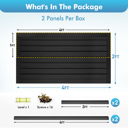 4 ft x 2ft Garage Storage PVC Slatwall Panels 8 sqft Wall Panels Garage Wall Organizer Storage System